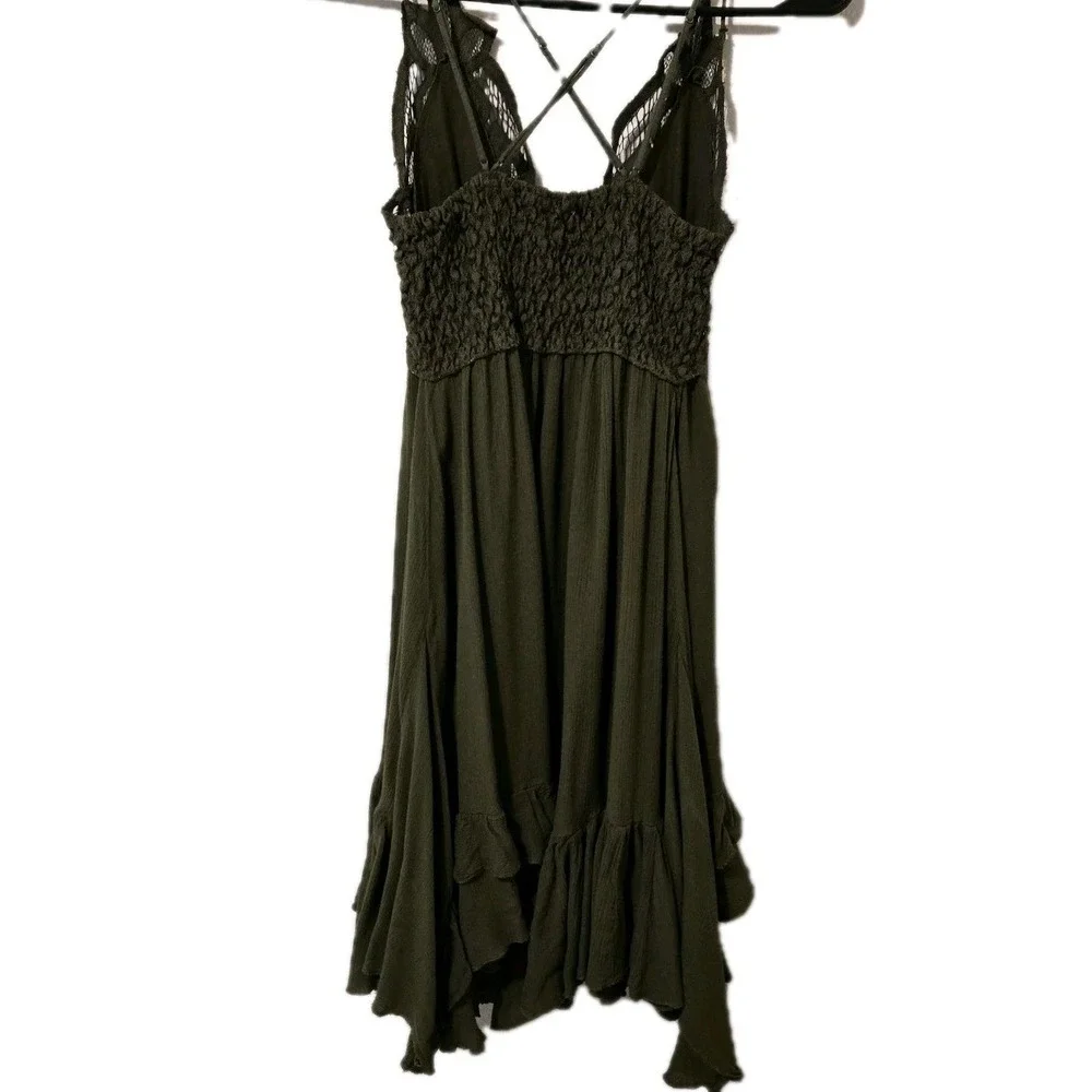 Free People Adella Slip Dress Crochet Lace Bodice Adjustable Straps Size Small - Picture 6 of 7